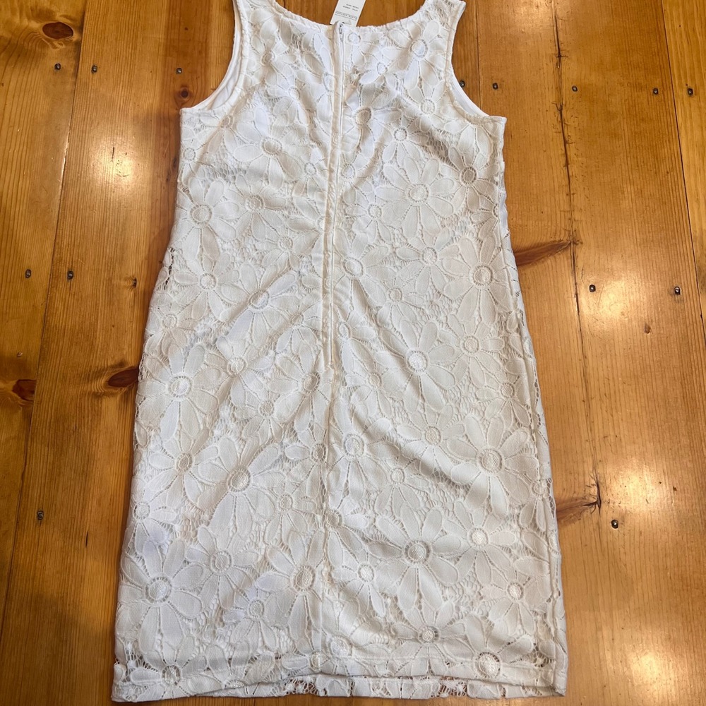 Karin Stevens White Vintage Style White Daisy Lace Shift Dress NWT Size 12 - Picture 2 of 6